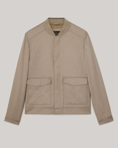 Textured Zip Up Stretch Bomber, Mushroom, hi-res